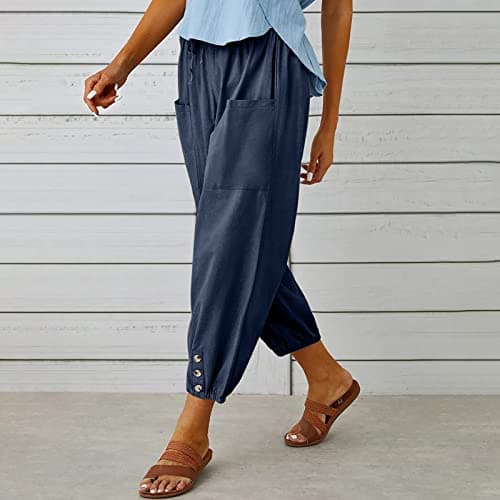 Itsame High Waist Cotton Linen Pants for Women