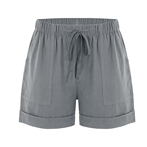 Yxzogd Cotton Linen Shorts for Women Loose Summer Pants with Pockets