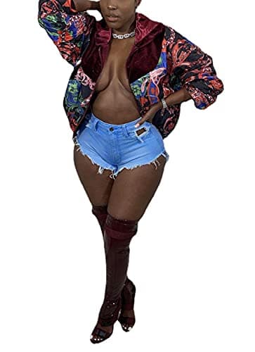 SIAEAMRG High Waisted Womens Summer Stretchy Denim Shorts