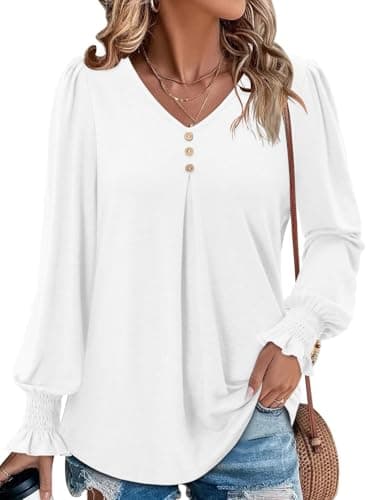 Angerella Comfortable V-Neck Long Sleeve Shirts for Women