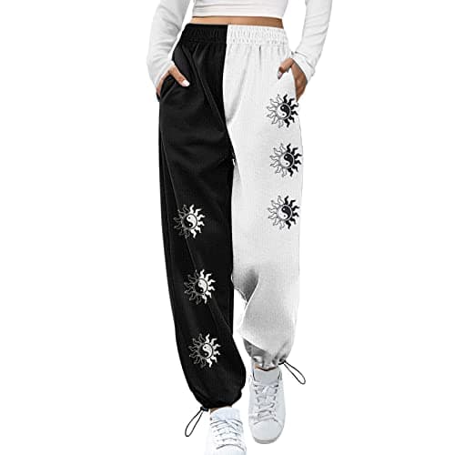 Y2K Aesthetic Women's High-Waisted Cinch Bottom Sweatpants with Pockets