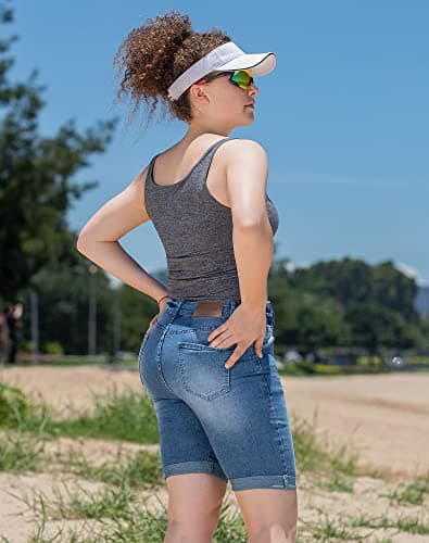 Rosswear Women's Mid Rise Stretch Denim Bermuda Shorts