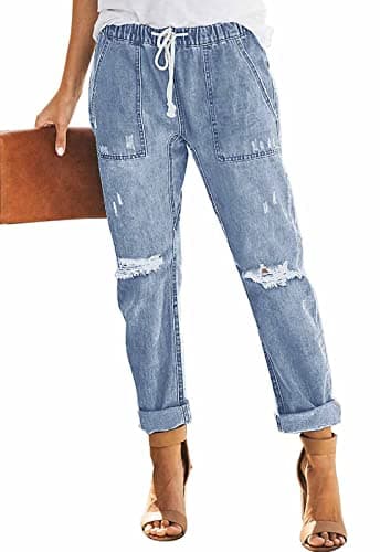 Metietila Women’s Casual Distressed Stretch Jean Denim Pants