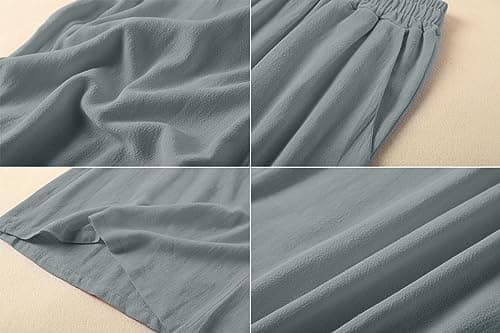 Hisanny Plus Size Wide Leg Linen Pants with Pockets L 5XL