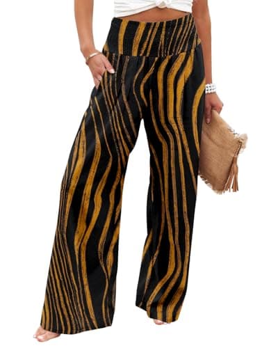 Angerella Women's Elastic High-Waisted Palazzo Pants with Pockets