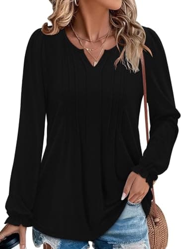 Angerella Comfortable V-Neck Long Sleeve Shirts for Women