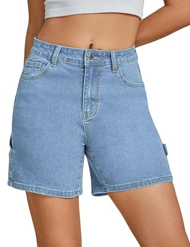 Luvamia High-Waisted Trendy Casual Denim Jorts for Women Cutoff Shorts with Pockets