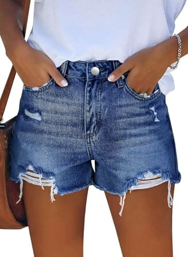 Magritte Mid-Waisted Ripped Denim Shorts for Women