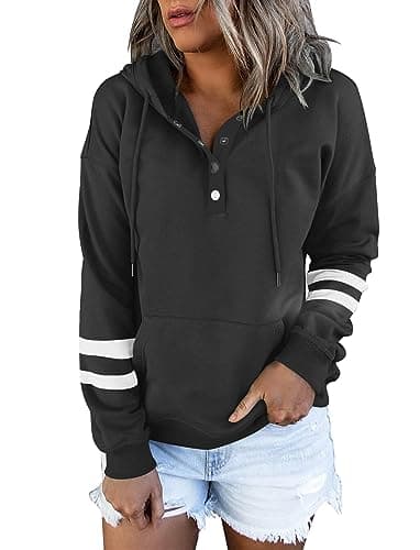 Women's Button Down Hooded Sweatshirts with Pockets