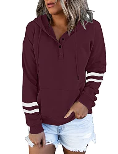 Women's Button Down Hooded Sweatshirts with Pockets