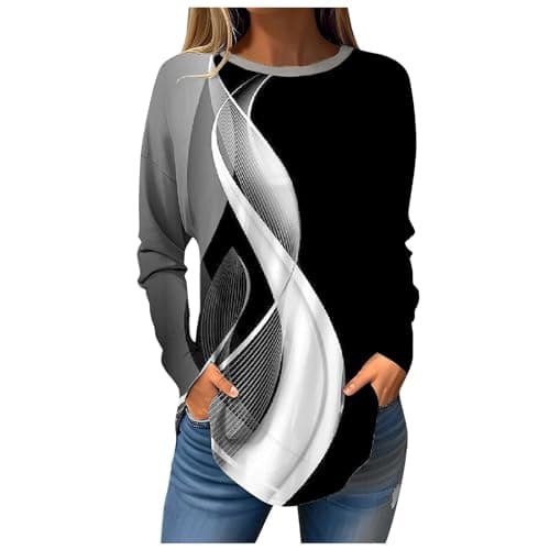 Shusuen 2024 Casual Crewneck Printed Tops for Women