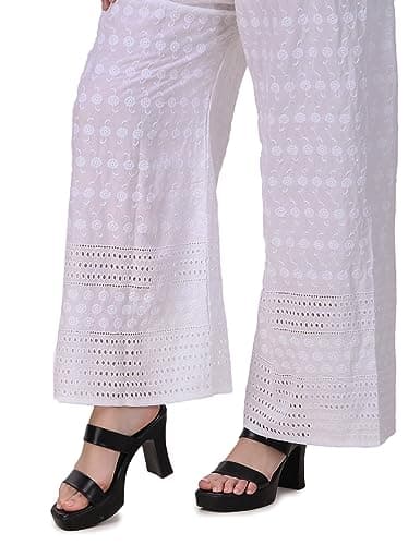 Elegant Ladyline Rayon Embroidered Palazzo Pant with Elastic Closure