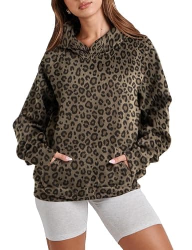 Ythomm Women's Cheetah Print Hoodie Sweatshirt with Pocket