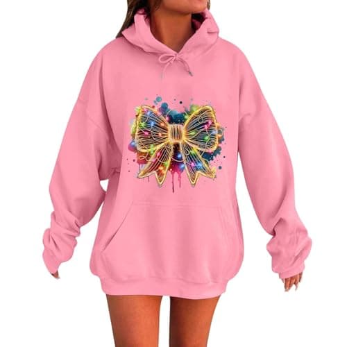 Cute Women's 2024 Oversized Christmas Sweatshirt with Pocket