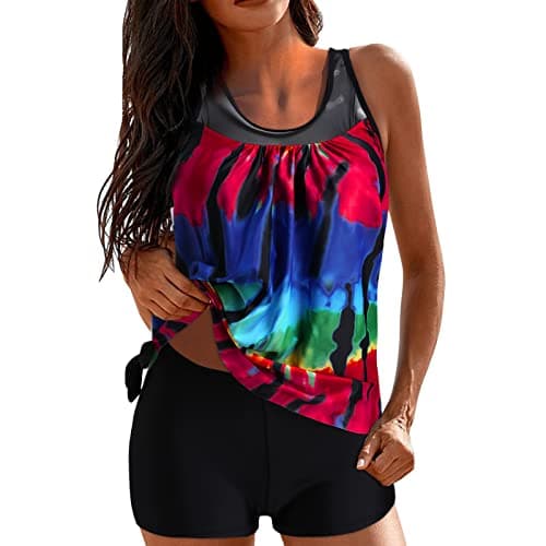 LCMW Women's Flowy Control Top Bikini with Boyshorts