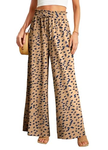 JINKESI Women's High-Waist Wide Leg Loose Pants with Adjustable Ties