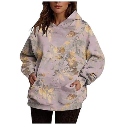 Ceboyel Womens Maple Leaf Camo Oversized Hoodie Trendy Teen Girls Fashion