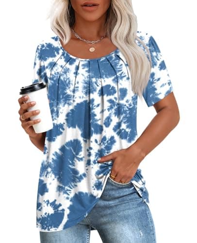 Anymeet Women's Summer Pleated Tunic Shirts M-3XL