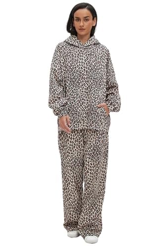 Hesaco Oversized Leopard Print Hoodie Y2K Streetwear Sweatshirt