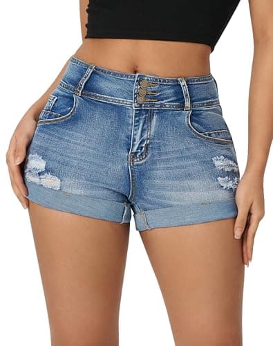 Rosswear Women's High-Waisted Stretch Denim Shorts