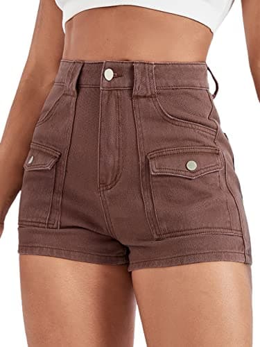 WDIRARA Women's High-Waisted Raw Hem Distressed Casual Denim Shorts