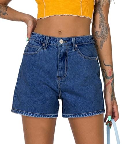 OnlyPuff Women's Ripped Mid-Waisted Denim Shorts