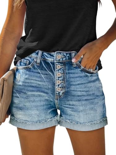 SANMM Women's Casual Denim Jean Shorts for Summer