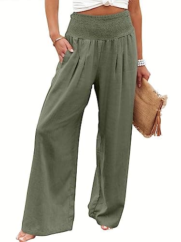 ANRABESS Women Linen Palazzo Pants
