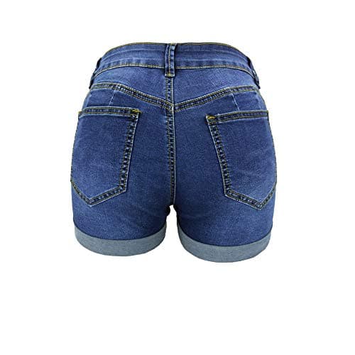 Blostirno Women's Casual Mid Rise Ripped Denim Shorts with Pockets