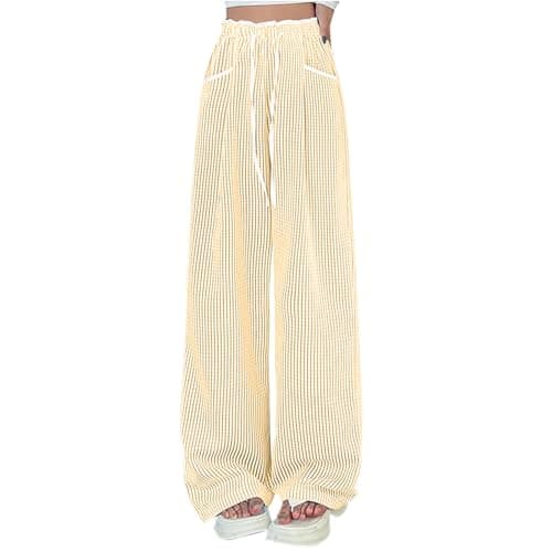 Yxzogd Women's Classic Gingham Drawstring Sweatpants with Pockets
