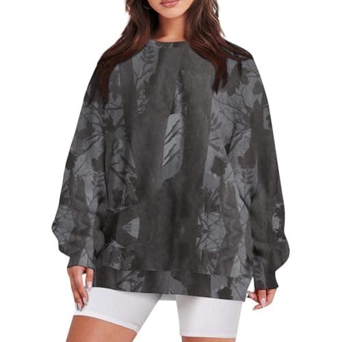 GOFULY Oversized Camo Pullover Sweatshirt for Women