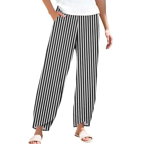 Casual Women's Cotton Linen Capri Pants with Pockets