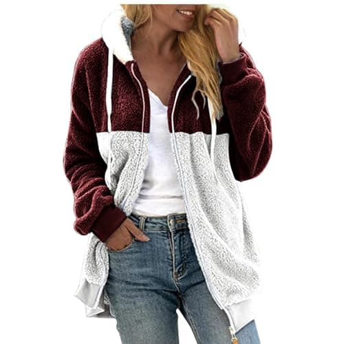 Oversized Sherpa Fleece Jacket for Women Warm Winter Coat Zip Up Pockets