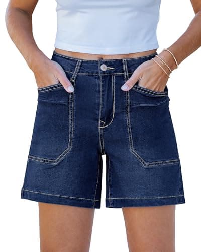 Luvamia Jean Shorts for Women Casual Summer Jorts Trendy Mid Rise Cut Off Denim Shorts with Pockets