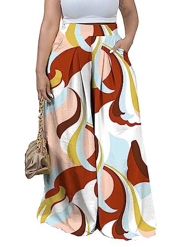 Miiyana Plus Size High Waisted Wide Leg Palazzo Trousers
