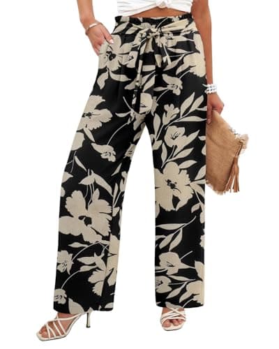 Flowy Women's Wide Leg Pants with Elastic Waist and Pockets, Ideal for Business or Casual Wear