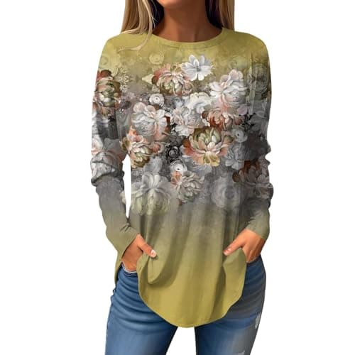 Shusuen 2024 Casual Crewneck Printed Tops for Women