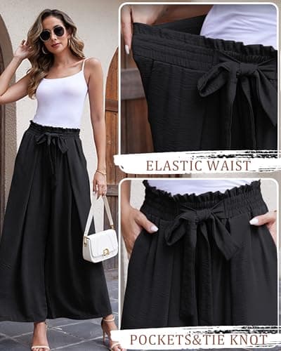 Lousguta High-Waisted Wide Leg Palazzo Pants for Women with Pockets