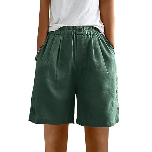 Sktremeuru Women's Trendy Casual Cotton and Linen Yoga Beach Shorts