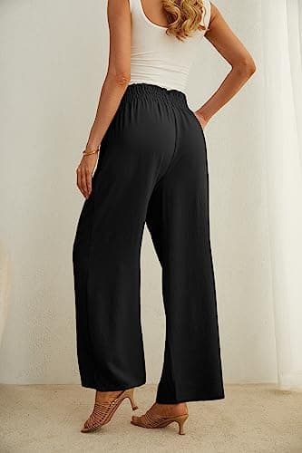 IWOLLENCE Women's High Waist Wide Leg Casual Pants with Pockets
