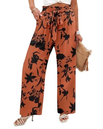 Flowy Women's Wide Leg Pants with Elastic Waist and Pockets, Ideal for Business or Casual Wear