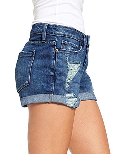 Luvamia Women's High-Waisted Ripped Denim Shorts
