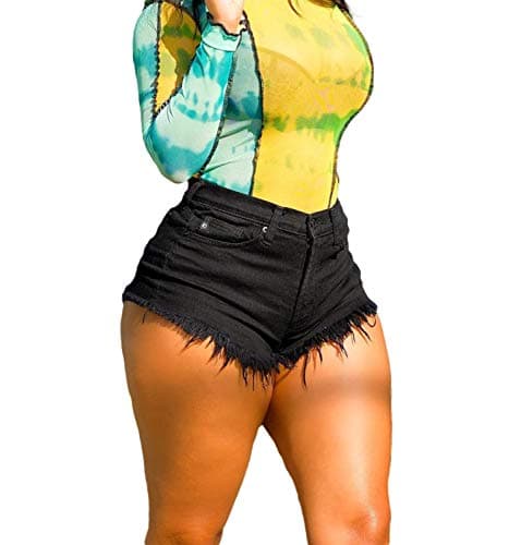 SIAEAMRG High Waisted Womens Summer Stretchy Denim Shorts