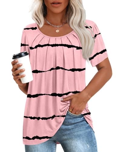 Anymeet Women's Summer Pleated Tunic Shirts M-3XL
