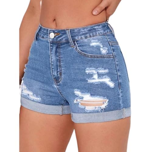 Tegmow Women's Summer Ripped Distressed Denim Shorts