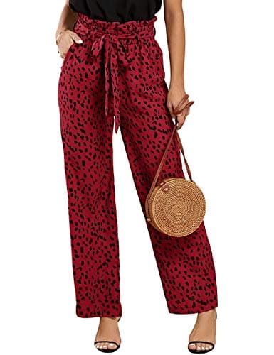 SySea Women's High Waisted Leopard Print Belted Palazzo Pants with Pockets
