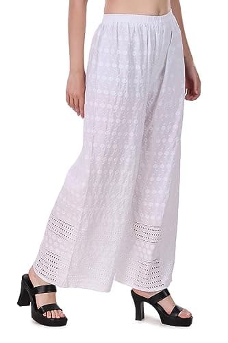Elegant Ladyline Rayon Embroidered Palazzo Pant with Elastic Closure