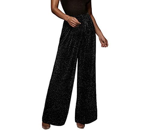 GUOLEZEEV Women's High Elastic Waist Wide Leg Palazzo Casual Trouser