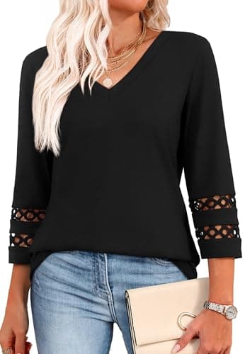 XIEERDUO Women's Trendy V-Neck Casual Tops Summer Clothes