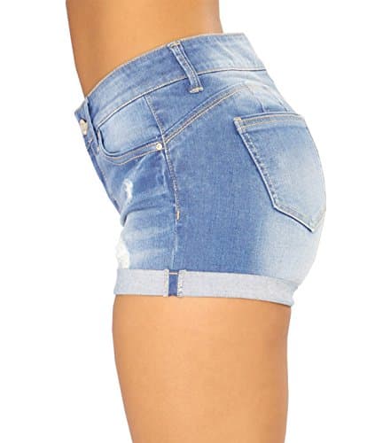 Gozilla Women's Casual Summer Mid Waist Stretchy Denim Jeans Shorts